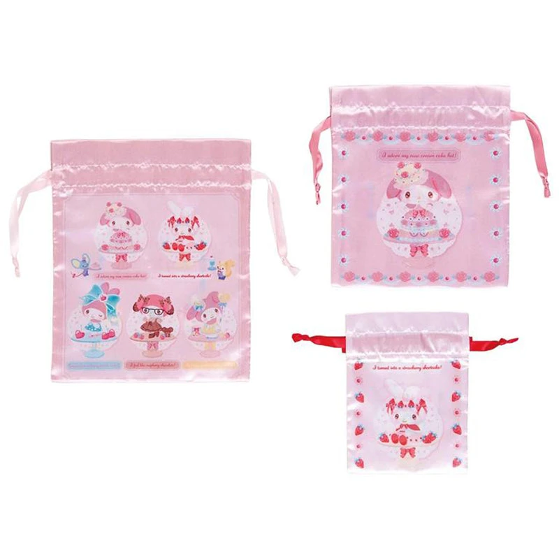 SANRIO My Melody Sweet Lookbook Drawstring Bag Set 3 SANRIO My Melody Sweet Lookbook Drawstring Bag Set