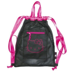 SANRIO Hello Kitty Black & Pink Mesh Drawstring Bag