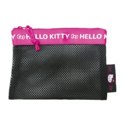 SANRIO Hello Kitty Black & Pink Mesh Pouch